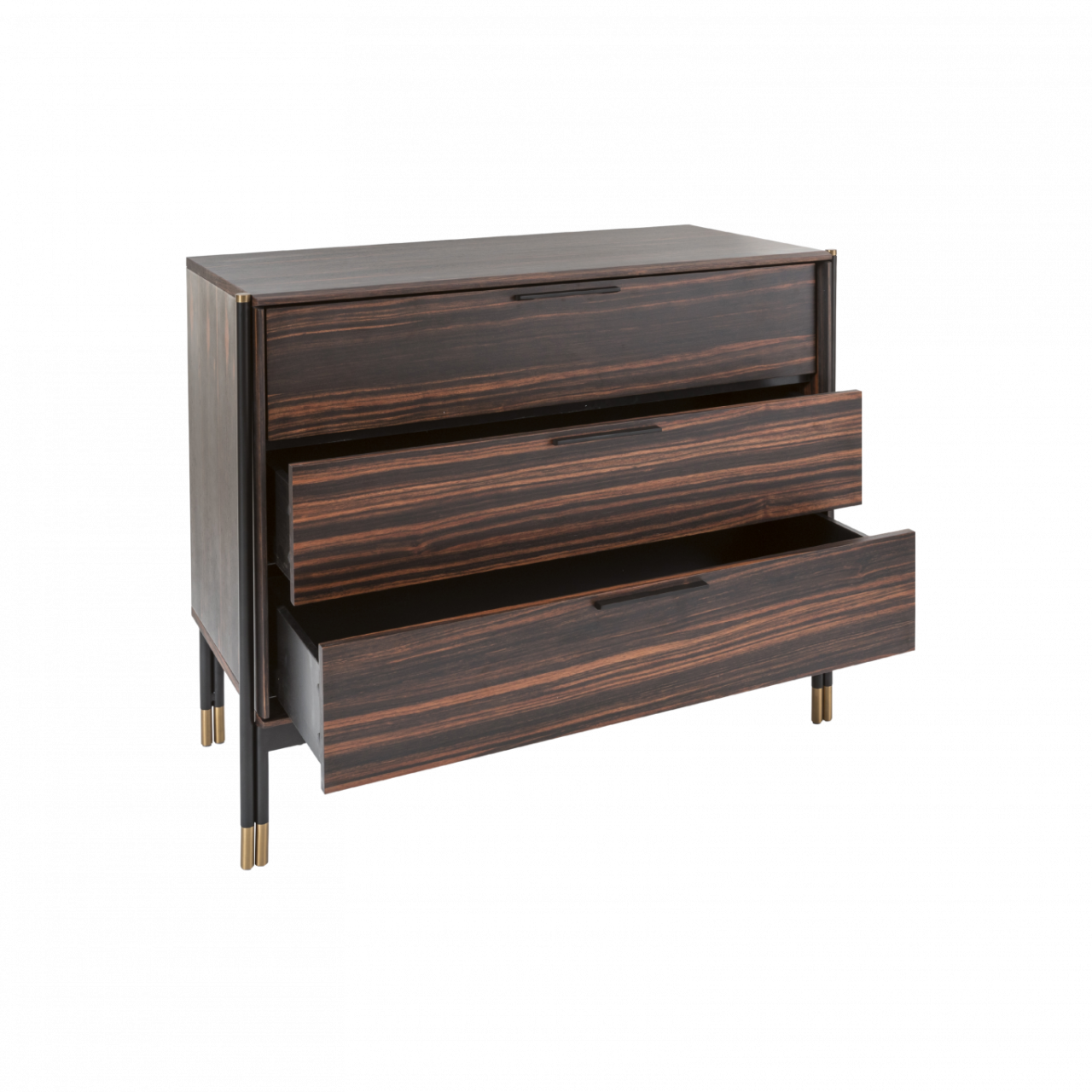 Bali Ebony Brown Wood & Gold Chest of Drawers